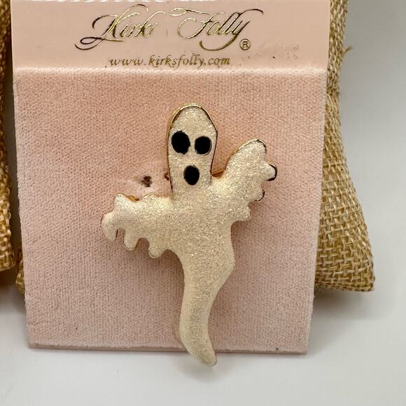 Kirks Folly Halloween Brooches Black Cat with Jack O Lantern & Ghost Festive - Picture 3 of 15